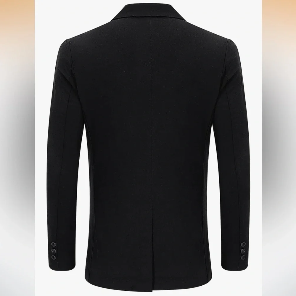 NWT Men's Casual Coat Lightweight Linen Blazer Regular Fit Sports Coat Black L